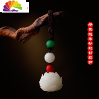 舒适主义手工刻天然菩提汽车钥匙扣男女款创意挂件 绿菩提朱砂款莲花钥匙扣