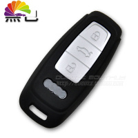 舒适主义奥迪 新款A6L A4L A8L Q5 A7 S6车遥控硅胶钥匙包 套壳扣皮纹路 19款A6L黑色汽车钥匙扣