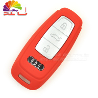 舒适主义奥迪 新款A6L A4L A8L Q5 A7 S6车遥控硅胶钥匙包 套壳扣皮纹路 19款A6L红色汽车钥匙扣