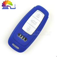 舒适主义奥迪 新款A6L A4L A8L Q5 A7 S6车遥控硅胶钥匙包 套壳扣皮纹路 19款A6L蓝色汽车钥匙扣