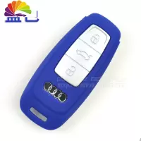 舒适主义奥迪 新款A6L A4L A8L Q5 A7 S6车遥控硅胶钥匙包 套壳扣皮纹路 19款A6L蓝色汽车钥匙扣