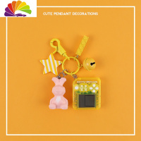 舒适主义ins可爱几何恐龙熊猫小鹿动物钥匙扣卡通车钥匙链书包挂件公仔 兔子游戏机汽车钥匙扣