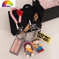 舒适主义韩国可爱情侣公仔娃娃钥匙扣挂件 男女一对汽车钥匙挂件钥匙圈链 棒球帽-美少女三代黑和粉绳汽车钥匙扣