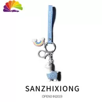 舒适主义可爱驼汽车钥匙扣挂件卡通车钥匙链圈环创意包包挂饰女车锁匙扣 驼钥匙扣-蓝色