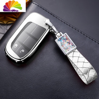 舒适主义专用JEEP吉普自由光车钥匙套大指挥官指南者汽车壳扣男女士用 [按键全包]月光银+水晶之恋汽车钥匙扣
