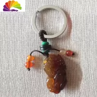 舒适主义汽车钥匙扣链圈吊坠玉髓玛瑙饰品女个性可爱时尚韩版挂件创意礼品 钢圈玉髓貔貅