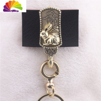 舒适主义纯铜十二生肖动物穿皮带扣铜介子连环扣创意手工汽车钥匙扣精品 兔生肖对月扣