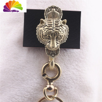 舒适主义纯铜十二生肖动物穿皮带扣铜介子连环扣创意手工汽车钥匙扣精品 虎头生肖对月扣