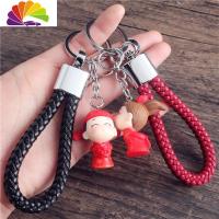 舒适主义韩国可爱情侣娃娃钥匙扣挂件 创意卡通3D公仔汽车钥匙链女送礼品 新郎新娘一对男黑绳女红绳汽车钥匙扣