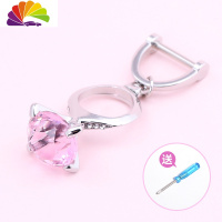 舒适主义水晶汽车戒指钥匙扣挂件女网红汽车大钻戒钻石钥匙链时尚精致 粉色-马蹄扣(爆闪水晶锆石)汽车钥匙扣
