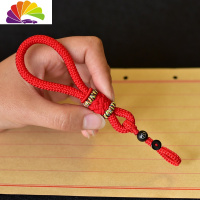 舒适主义手工汽车钥匙绳挂件男女创意个性编织线复古风钥匙扣链挂饰 手指短款红彩款繁花结钥匙绳汽车钥匙扣