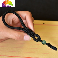 舒适主义手工汽车钥匙绳挂件男女创意个性编织线复古风钥匙扣链挂饰 手指短款全黑繁花结钥匙绳汽车钥匙扣