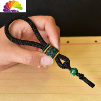 舒适主义手工汽车钥匙绳挂件男女创意个性编织线复古风钥匙扣链挂饰 手指短款黑绳绿花繁花结钥匙绳汽车钥匙扣