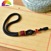 舒适主义手工汽车钥匙绳挂件男女创意个性编织线复古风钥匙扣链挂饰 手腕长款黑绳枣红花繁花结钥匙绳汽车钥匙扣