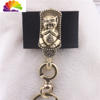 舒适主义纯铜十二生肖动物穿皮带扣铜介子连环扣创意手工汽车钥匙扣精品 猪生肖对月扣