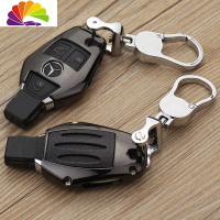 舒适主义奔驰钥匙包GLC ML E260L GLK GLE GLA级C级S级汽车用钥匙套扣金属 曜石黑+灯型扣汽车钥匙扣