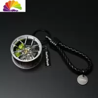 舒适主义创意改BS轮毂钥匙扣挂件汽车钥匙链hellaflush挂绳皮iacro腰挂 银色/绿卡钳汽车钥匙扣