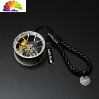 创意改BS轮毂钥匙扣挂件汽车钥匙链hellaflush挂绳皮iacro腰挂 银色/黄卡钳舒适主义汽车钥匙扣