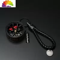 舒适主义创意改BS轮毂钥匙扣挂件汽车钥匙链hellaflush挂绳皮iacro腰挂 黑色红卡钳汽车钥匙扣