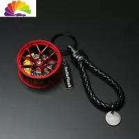 舒适主义创意改BS轮毂钥匙扣挂件汽车钥匙链hellaflush挂绳皮iacro腰挂 红色/黄卡钳汽车钥匙扣