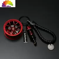 舒适主义创意改BS轮毂钥匙扣挂件汽车钥匙链hellaflush挂绳皮iacro腰挂 红色+红卡钳+红避震汽车钥匙扣