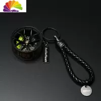 舒适主义创意改BS轮毂钥匙扣挂件汽车钥匙链hellaflush挂绳皮iacro腰挂 黑色/绿卡钳汽车钥匙扣