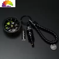 舒适主义创意改BS轮毂钥匙扣挂件汽车钥匙链hellaflush挂绳皮iacro腰挂 黑色+绿卡钳+灰避震汽车钥匙扣