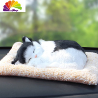 舒适主义汽车用品小车上车内饰品摆件车载装饰个性创意竹炭仿真狗可爱车饰 [纳米矿晶活性炭包]大号-黑白猫咪-买一送六