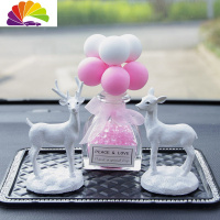 舒适主义创意汽车摆件可爱个性一路平安鹿车载漂亮装饰男女车内饰品摆件 对鹿+玻璃瓶粉白气球+双钻防滑垫+50毫升香水+5个