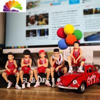 舒适主义灌篮高手手办汽车摆件可爱摇头公仔车载摆饰车内中控台装饰创意男 湘北5虎套装+红黑防滑垫+车子配长板凳