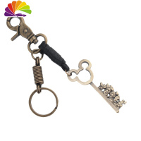 舒适主义卡通米老鼠年钥匙链立体会动钥匙扣韩版包包挂手工编织汽车挂米奇 青铜黑色皮米奇钥匙扣汽车钥匙扣