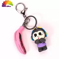 舒适主义可爱卡通小猴子钥匙圈链创意涂鸦个性汽车钥匙扣环挂件男女包挂饰 玫红香蕉小猴子礼盒装送小圈