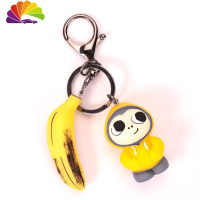 舒适主义可爱卡通小猴子钥匙圈链创意涂鸦个性汽车钥匙扣环挂件男女包挂饰 黄色香蕉小猴子礼盒装送小圈