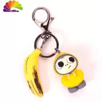 舒适主义可爱卡通小猴子钥匙圈链创意涂鸦个性汽车钥匙扣环挂件男女包挂饰 黄色香蕉小猴子礼盒装送小圈