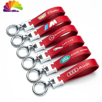 舒适主义奔驰奥迪宝马大众钥匙扣男汽车钥匙绳子防丢车钥匙扣挂件个性创意 红酒红单皮绳款(留言车型)+赠马蹄扣+号汽车钥匙扣