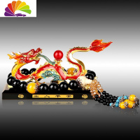 舒适主义汽车香水座式车用香水 镶钻合金龙个性创意车内饰品车载香水摆件 红龙+黑玛瑙彩穗档位珠