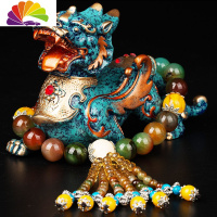舒适主义新款汽车摆件飞天貔貅车载装饰创意仪表台内饰佛珠挂件 飞天貔貅+孔雀玛瑙佛珠