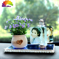 舒适主义小车装饰品车内摆件汽车饰品网红抖音摇头公仔可爱猪车载定制照片 水晶风车+紫色小碎花