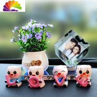 舒适主义小车装饰品车内摆件汽车饰品网红抖音摇头公仔可爱猪车载定制照片 水晶魔方+紫色小碎花+love小猪