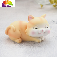 舒适主义可爱小猫咪摆件日式电视柜手办汽车内饰品少女心创意生日情侣 悠闲喵(橘色)