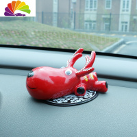 舒适主义一路平安鹿汽车摆件车内装饰品车上用品时尚创意可爱车载男女车子 镶钻富贵红鹿(配垫子)