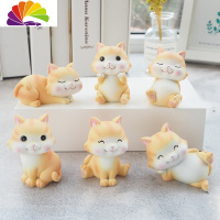 舒适主义可爱小猫咪摆件日式电视柜手办汽车内饰品少女心创意生日情侣 一套6只(橘色)