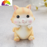 舒适主义可爱小猫咪摆件日式电视柜手办汽车内饰品少女心创意生日情侣 喵(橘色)