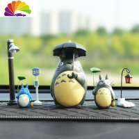 舒适主义汽车摆件卡通路灯微景观装饰摇头小猫车内饰品网红车载摆件玩偶女 小打伞猫+绿叶猫+灯+牌+手灯钻大垫