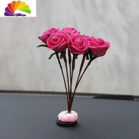 舒适主义汽车饰品韩国人气干花车载中控仪表台摆件车内装饰品摆件创意礼品 玫红玫瑰摆件