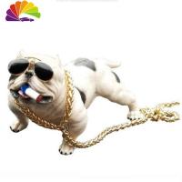 舒适主义网红吸烟社会狗汽车摆件创意车内装饰品个性仿真狗恶霸犬车载用品 大号恶霸犬普通款[白色]