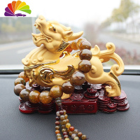 舒适主义捷豹奔驰宝马奥迪汽车摆件貔貅车内男女车饰品创意装饰 绒沙金貔貅[面左]玛瑙挂件