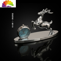 舒适主义汽车上装饰品车内摆件十二生肖牛马到成功平安鹿男时钟香水座 银色圆底鹿-带时钟