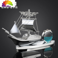 舒适主义汽车摆件香水座式车载车用创意摆饰一帆风顺船钟表车内装饰品 海盗船[一帆风顺/银色]