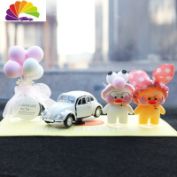 舒适主义网红玻尿酸小鸭汽车摆件车内饰品车载公仔个性创意中控台装饰女 ⑴站姿鸭+白车+粉球瓶(黄垫)